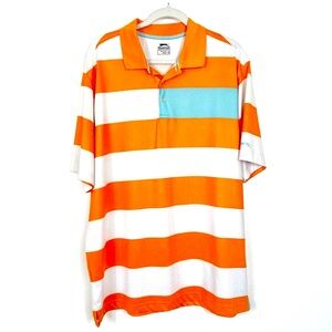 Slazenger Men’s XL Orange and White Striped Golf Polo